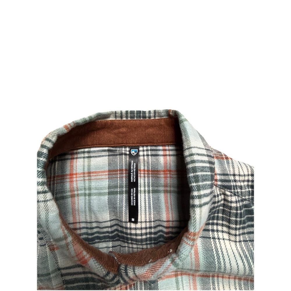 KUHL Tess Corduroy Trim Medium Flannel Shirt Womens Small Snap Front Green Plaid - Picture 4 of 7